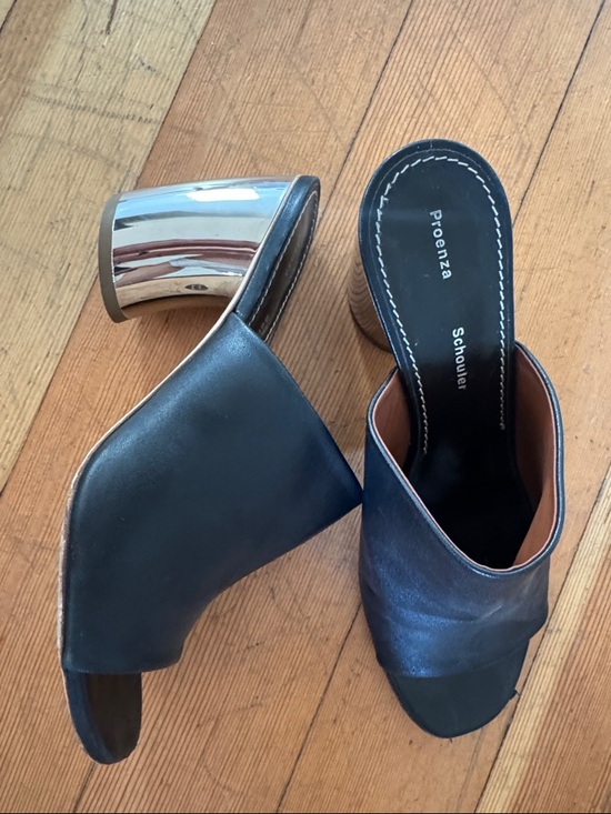 Proenza Schouler Shoes - Proenza Schouler Black Leather Open-Front Mule